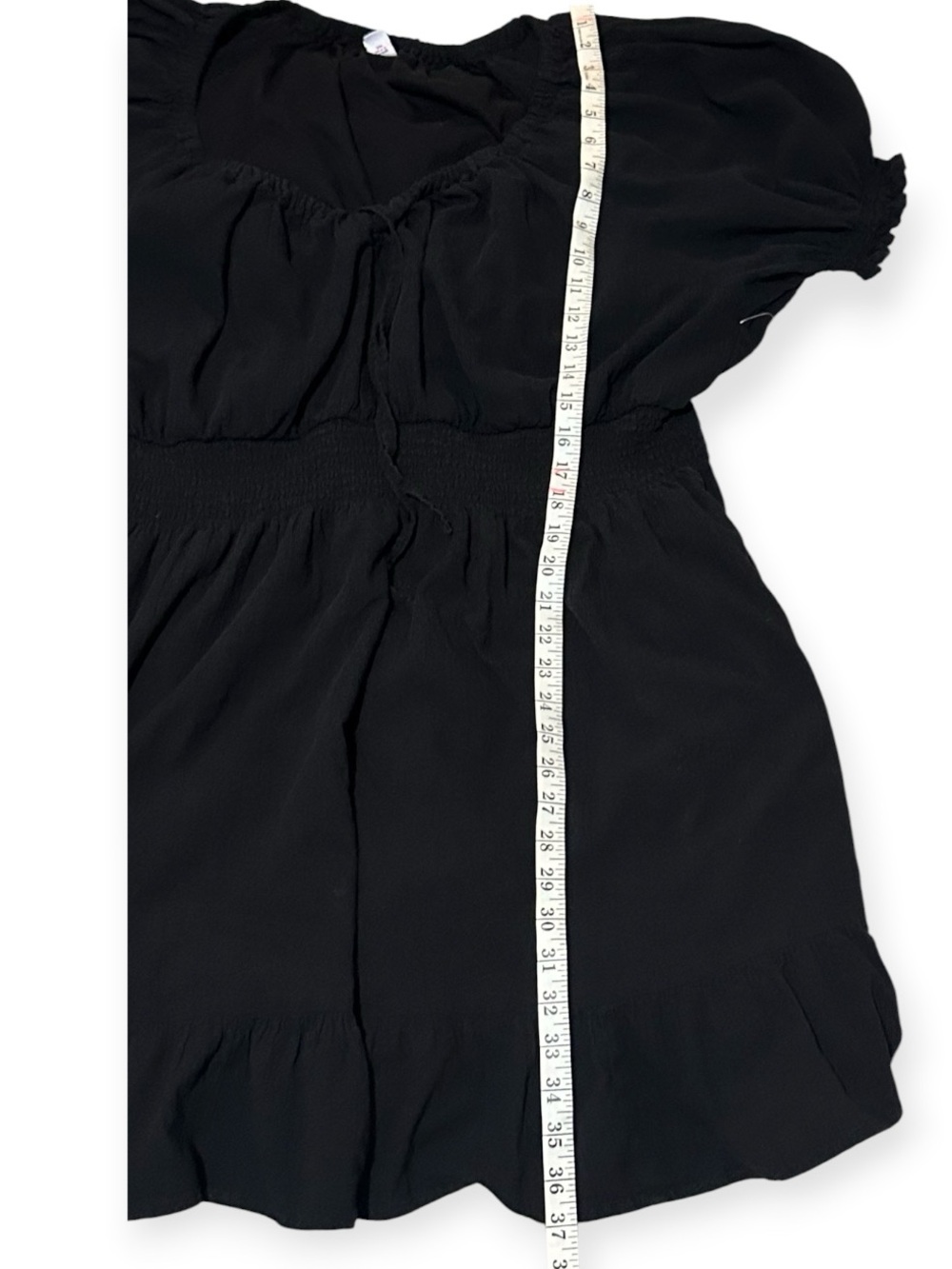 Old Navy Black Smocked-Waist Peasant Dress Women’s XXL Boho Puff Sleeve - Picture 5 of 9